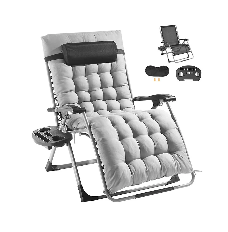 Sugift 33 in Zero Gravity Recliner Lounge Chair with Headrest Footrest and Cup Holder