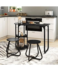Slickblue Small Space 3 Piece Dining Table Set Industrial Kitchen Furniture