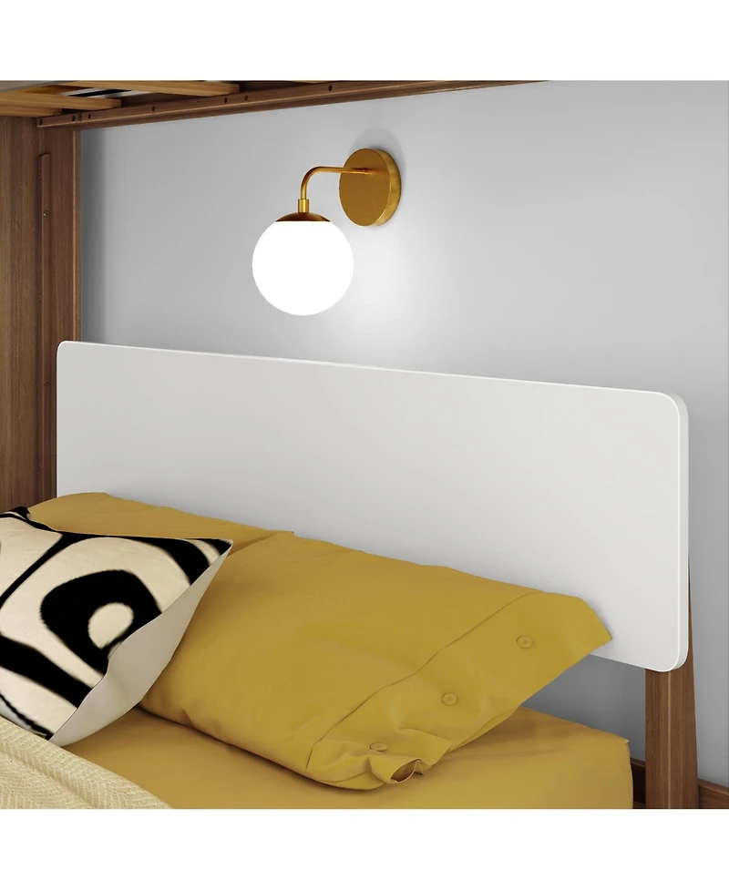 Max & Lily Mid-Century Modern -Shaped Bunk Bed, Solid Wood