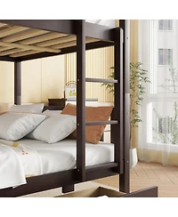 Sailvan full Over Rubber Wood Bunk Bed with 2 Drawers, Convertible into Beds Ladder