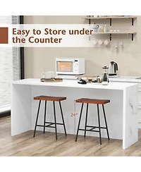 Gymax Saddle-Seat Bar Stool 4 Set Counter Height Bar Stools Curved Seat Surface