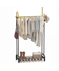 Slickblue Double Hanging Clothes Rack with Dual Rods, Heavy Duty Garment Storage Stand