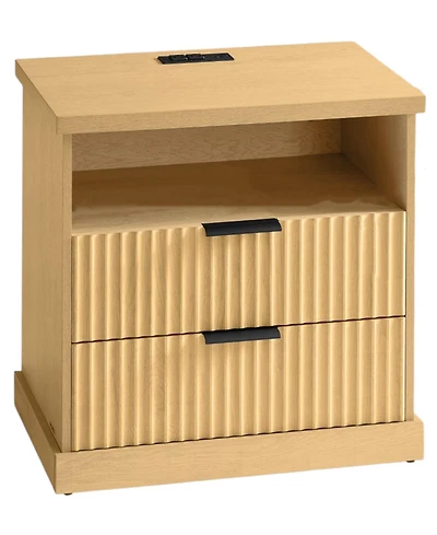 Slickblue Nightstand with Charging Station and Drawer Storage Design