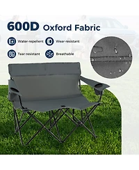 Gouun 2-Person Double Camping Chair, Outdoor Folding Loveseat with Cup Holders and Carrying Bag
