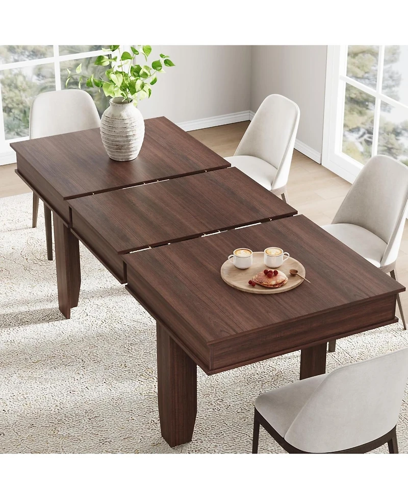 gaomon 63 in-86.6 in Extendable Dining Room Table for 6-10, Farmhouse Kitchen Tables w/Wooden Sturdy Frame