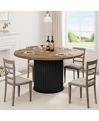 gaomon 47" Round Dining Table for 4-6 People, Dining Room Table with Sturdy Waveform Metal Pedestal Base, Farmhouse Circle Kitchen Table