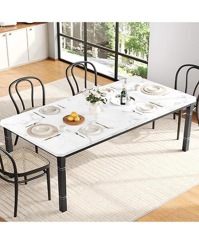 gaomon 79" Industrial Dining Table with Chamfer Corner Kitchen Table with Heavy Duty Metal Legs for Dining Room, Kitchen, Living Room