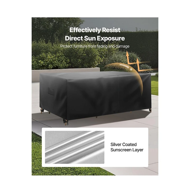 Sugift Patio Furniture Cover 126x63x28 in Rectangular Waterproof Outdoor Sofa Cover