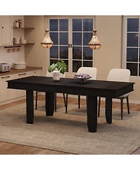 gaomon 63 in-86.6 in Extendable Dining Room Table for 6-10, Farmhouse Kitchen Tables Wooden Sturdy Frame, Large Rectangular Dinner Table