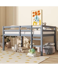 Sailvan Rubber Wood Loft Bed with Ladder