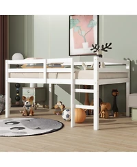 Sailvan Rubber Wood Loft Bed with Ladder
