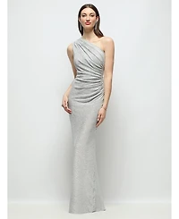 After Six Women's One-Shoulder Soho Metallic Ruched Waist Gown