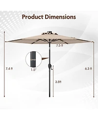 Gouun 7.5 feet Solar Powered Patio Umbrella with 18 Led Lights and Crank Handle