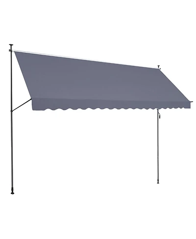 Gouun 178 x 47 in Retractable Patio Awning with Manual Crank Handle, Adjustable Height 86 to 122 in