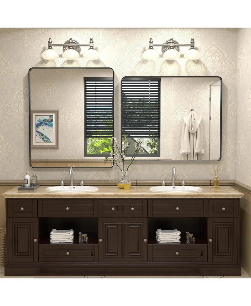 Apmir 30" x 36" High-Strength Tempered Glass and Aluminum Alloy Framed Wall Decor Bathroom Vanity Mirror