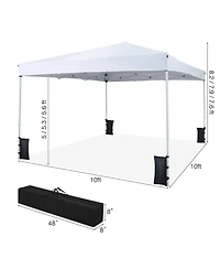 Gouun 10 x 10 feet Pop-Up Canopy Tent with Carrying Bag, 4 Sandbags and 3-Level Height