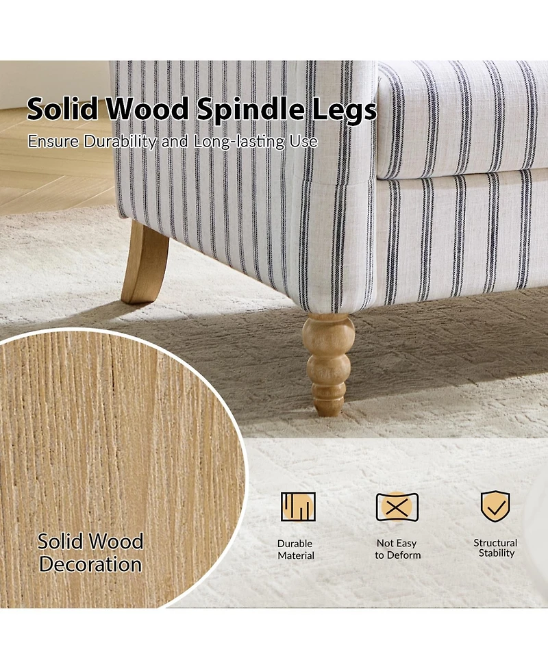 Hulala Home Terren 50.5"W Farmhouse Linen Upholstery Loveseat With Solid Wood Spindle Legs