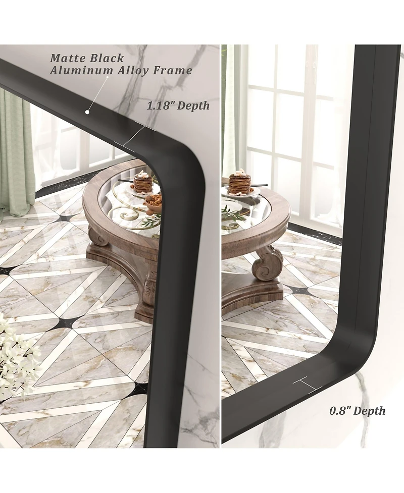 Apmir 32" x 44" High-Strength Tempered Glass and Aluminum Alloy Framed Wall Decor Bathroom Vanity Mirror