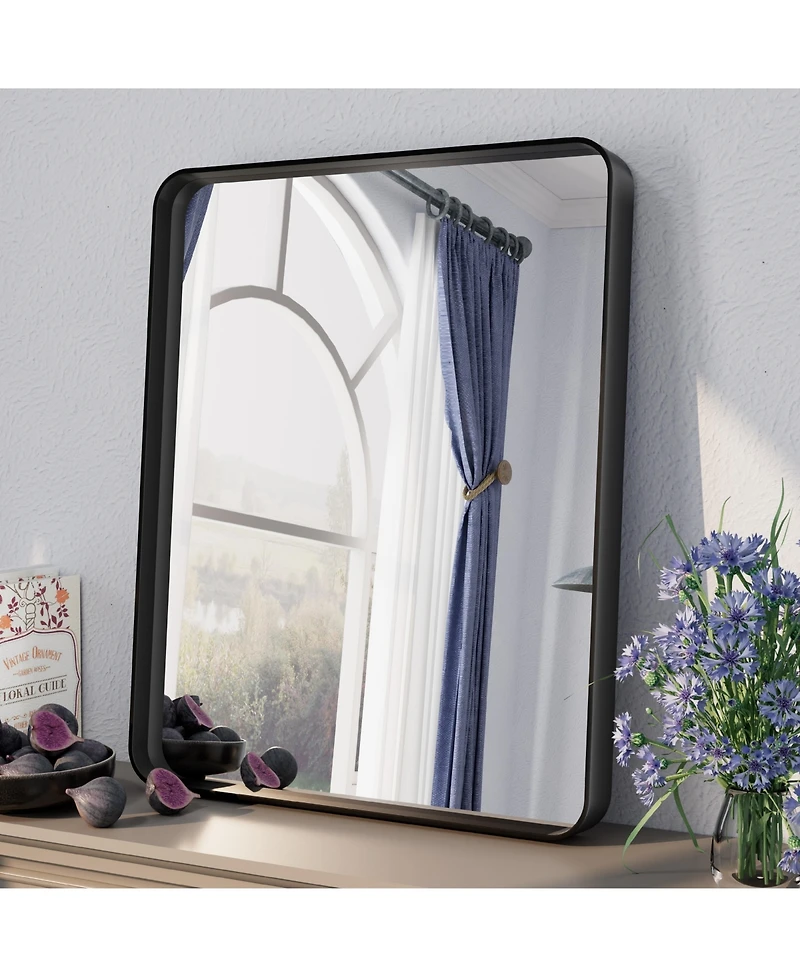 Apmir 16" x 20" High-Strength Tempered Glass and Aluminum Alloy Framed Wall Decor Bathroom Vanity Mirror