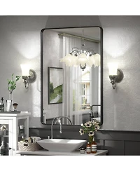 Apmir 24" x 36" High-Strength Tempered Glass and Aluminum Alloy Framed Wall Decor Bathroom Vanity Mirror