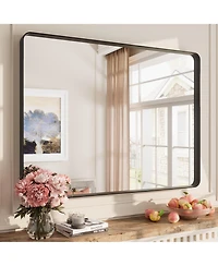 Apmir 30" x 40" High-Strength Tempered Glass and Aluminum Alloy Framed Wall Decor Bathroom Vanity Mirror