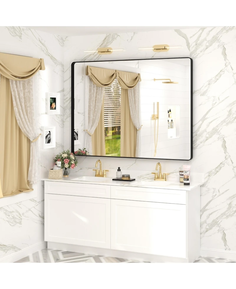 Apmir 48" x 36" High-Strength Tempered Glass and Aluminum Alloy Framed Wall Decor Bathroom Vanity Mirror