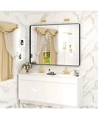 Apmir 48" x 36" High-Strength Tempered Glass and Aluminum Alloy Framed Wall Decor Bathroom Vanity Mirror