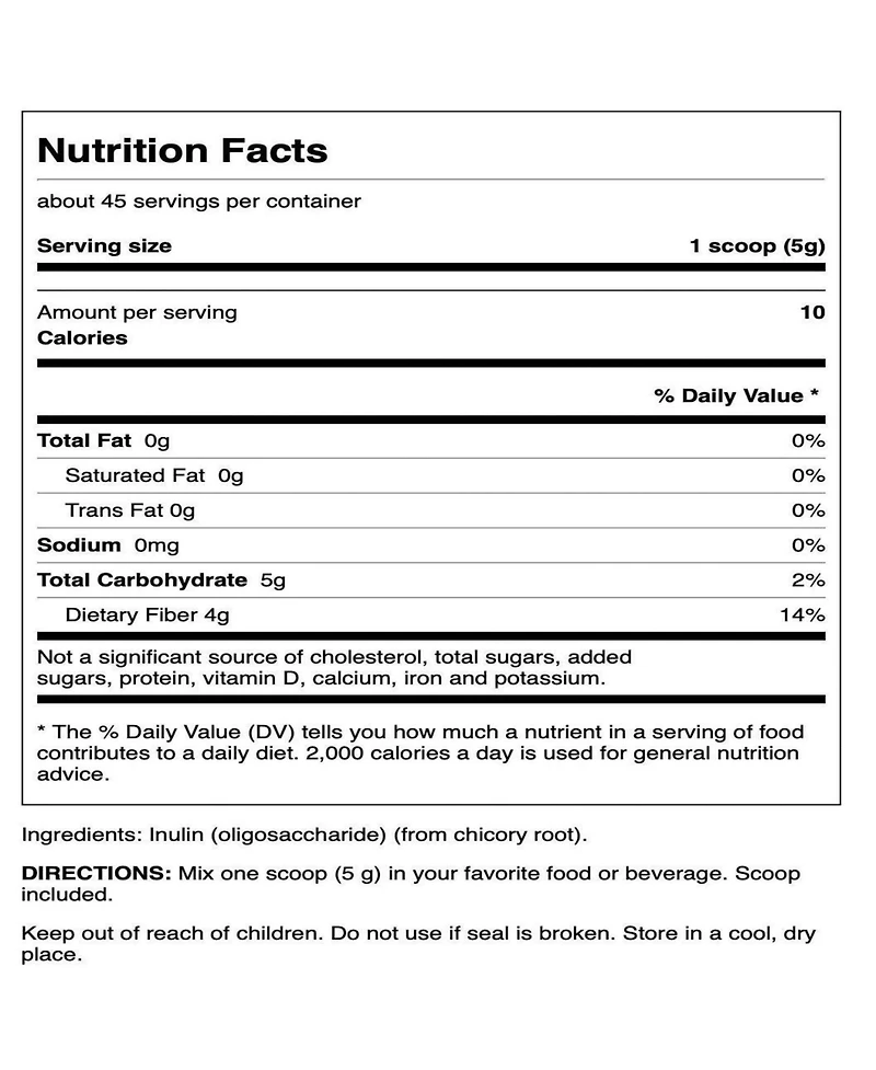 Swanson Inulin Prebiotic Soluble Fiber Powder for Digestive Health qualityly Occurring Fos from Chicory Root Supporting Gut Performance 8 Ounce