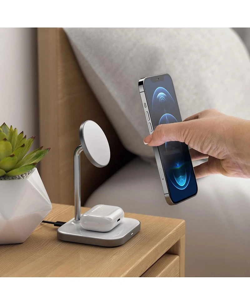 Satechi Aluminum 2-In-1 Magnetic Wireless Charging Stand for iPhone 12/13 and AirPods Pro