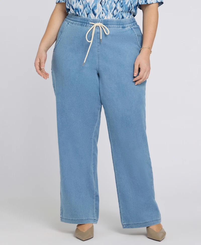 Nydj Plus Relaxed Drawstring Pull-On Denim Pants