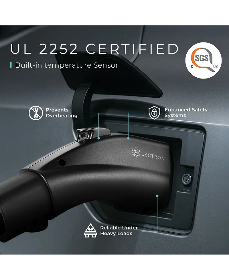Lectron Tesla/Nacs to J1772 Ev Adapter | 240V 80 Amp | Ul 2252 Certified