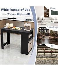 Gouun 48-Inch Bar Table with Storage Cabinet and Wine Rack