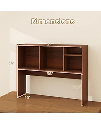 Gouun Desktop Bookcase with 4 Cubbies and Open-Back Compartment, 37 x 10 x 29