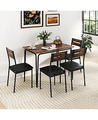 Slickblue Industrial Style Dining Set 5 Piece Table with Benches and Stools