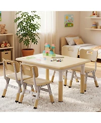 Kinder King Kids Height-Adjustable Table and Chairs Set with 31.5''W Easy-Clean Top
