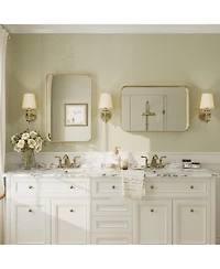 Apmir High-Strength Tempered Glass and Aluminum Alloy Framed Wall Decor Bathroom Vanity Mirror in Brushed Gold