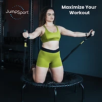 JumpSport 220 in-Home Cardio Fitness Rebounder, 39-inch | Mini Trampoline with Arched-Legged & Videos Included | Safe, Sturdy and Low-Impact
