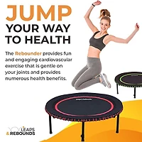 Leaps & ReBounds Round Mini Fitness Trampoline & Rebounder Indoor Home Gym Exercise Equipment Low Impact Workout for Adults
