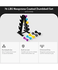 BalanceFrom Fitness 3, 5, 8, 10 & 12 Pound Neoprene Dumbbell Weight Set w/ Stand