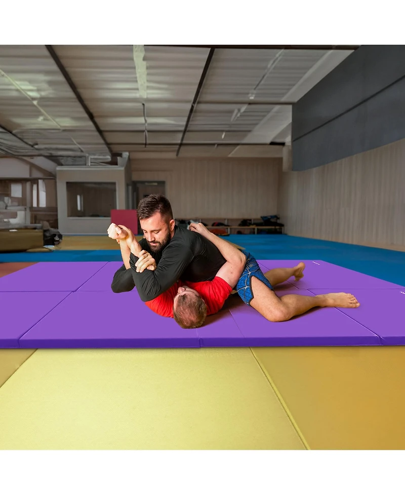 BalanceFrom Fitness Gymnastics Mat with Sectional Floor Balance Beam, Purple