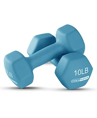 HolaHatha 5, 10, and 15 Pound Neoprene Dumbbell Weight Set with Storage Rack