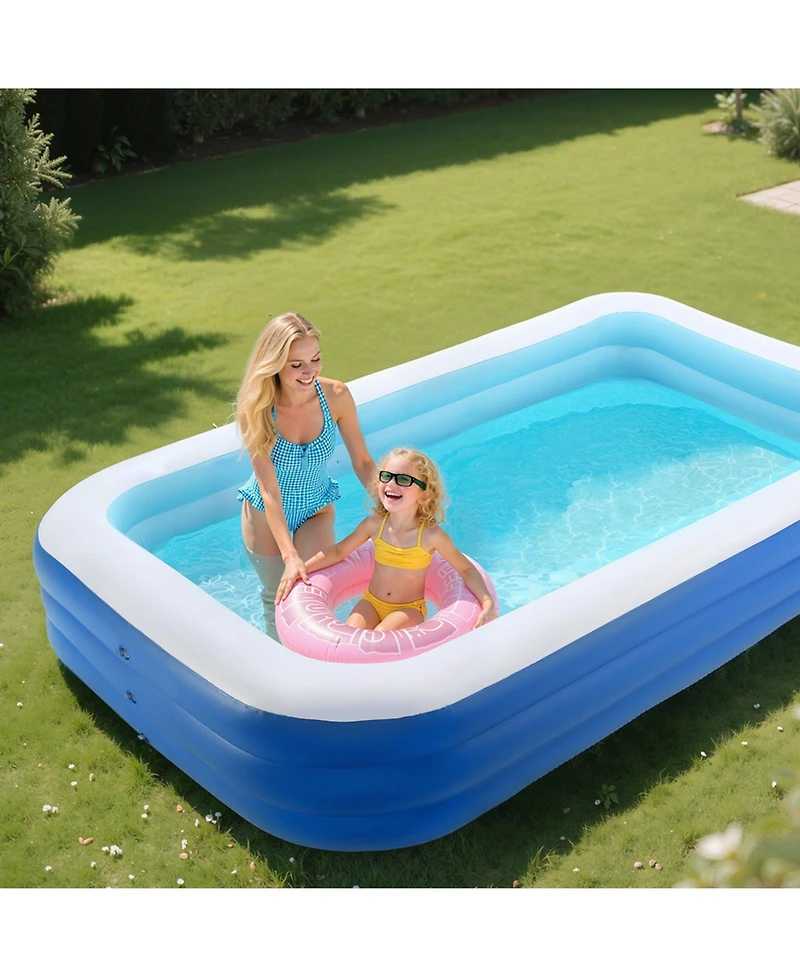 Gouun Inflatable Swimming Pool for Family, 400-Gallon Blow Up Pool with 3 Air Chambers for 4-5 People