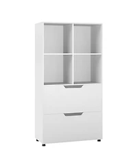 Gouun 5-Tier 4-Cube Bookcase with 2 Drawers, 27.5 x 13 x 51