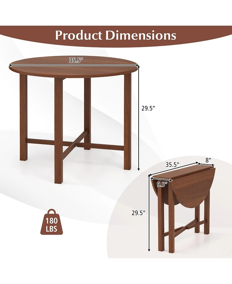 Gouun Dual Drop Leaf Dining Table in Rubber Wood