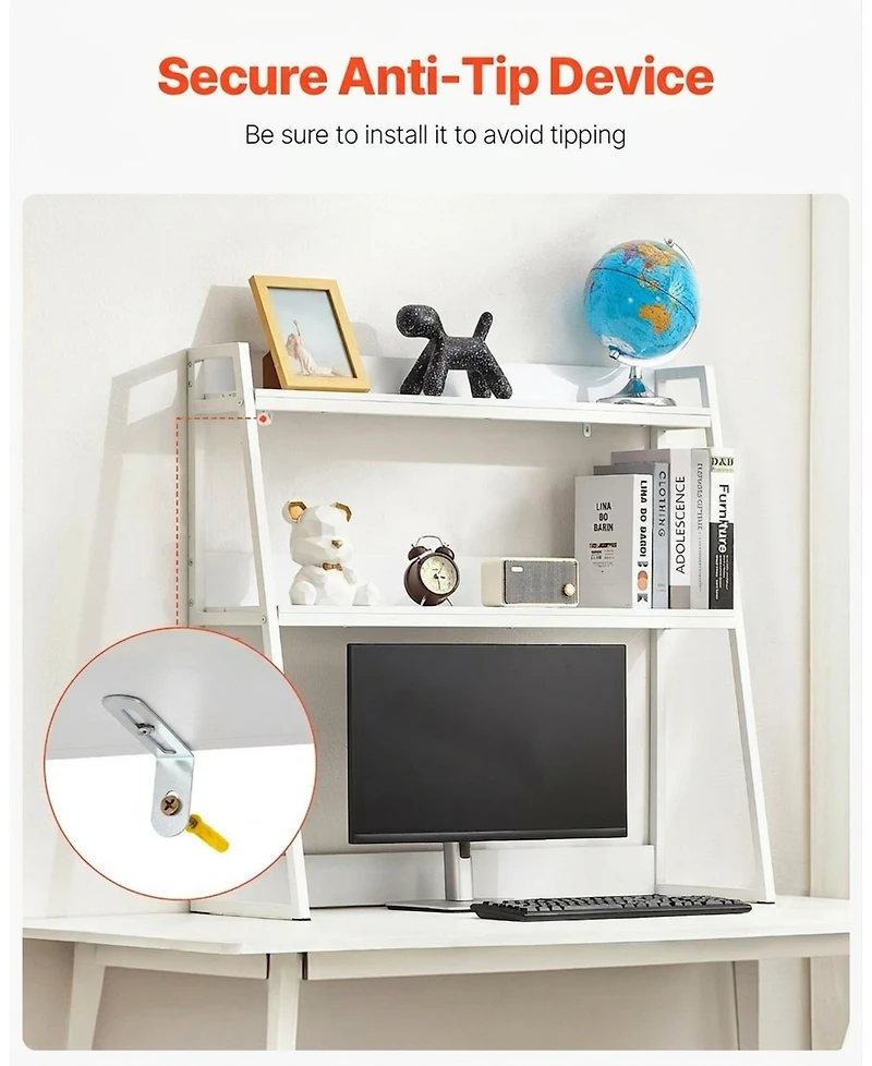 Gouun 2-Tier Desktop Bookshelf Organizer with Anti-Slip Pads, 37.4" x 12.6" x 35.4"
