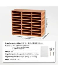 Gouun 27-Compartment Wood Literature Organizer with Adjustable Shelves, 31.5 x 12.0 x 24.8