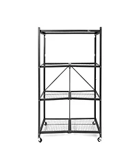 Origami R5-06W Black 4-Wheeled and 4-Shelf Folding Steel Wire Shelving Storage
