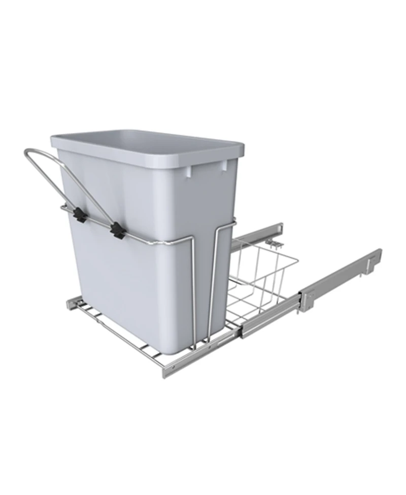 Rev-a-Shelf 20 qt. Universal Waste Container with Rear Basket, Rukd-1420RB-1