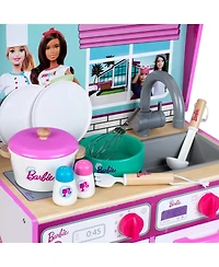 Theo Klein 2 In 1 Barbie Wooden and Metal Toy Kitchen and Dollhouse with Pretend Washing Machine and Oven for Kids Ages 3 and Up