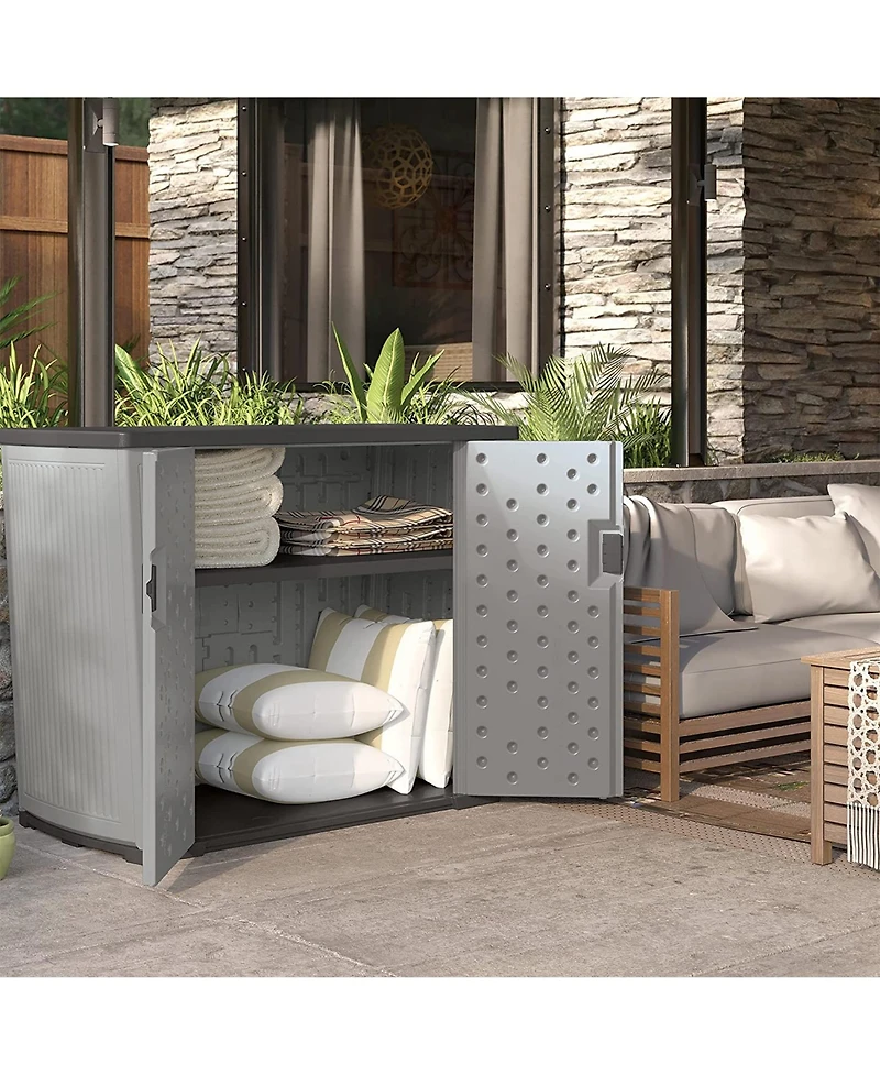Suncast Backyard Oasis 130 Gallon Outdoor Storage Shed Basic Unit, Dove Gray